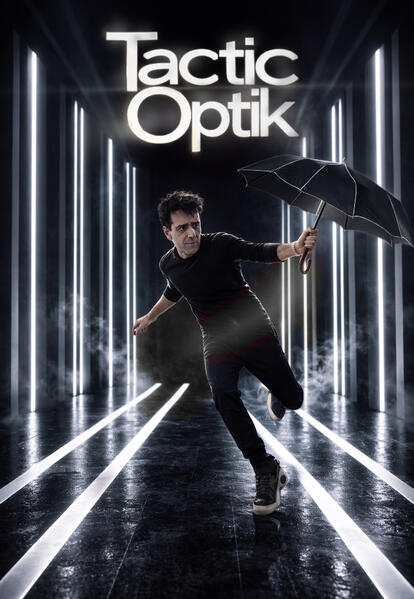 Visuel promotionnel pour un spectacle interactif mêlant magie et illusions d'optique occulaire